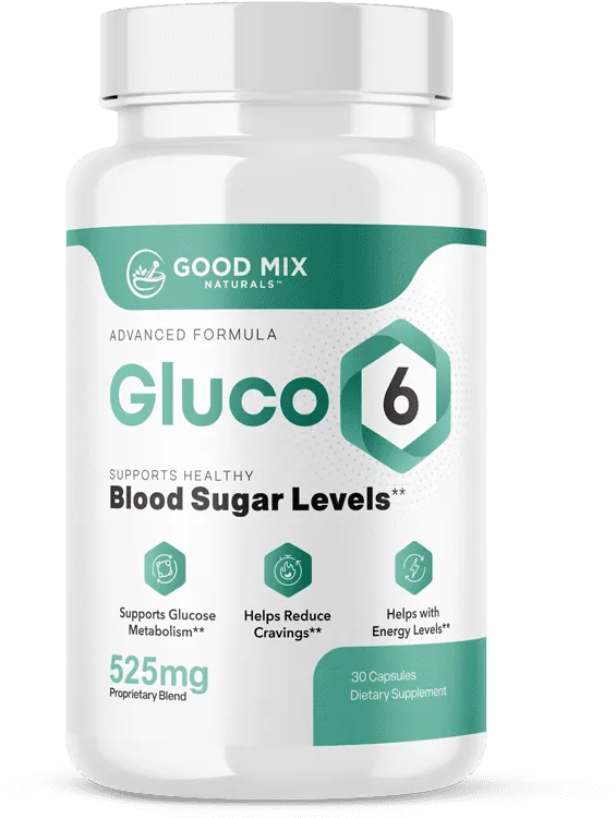 Gluco6 bottle in ingredient circle