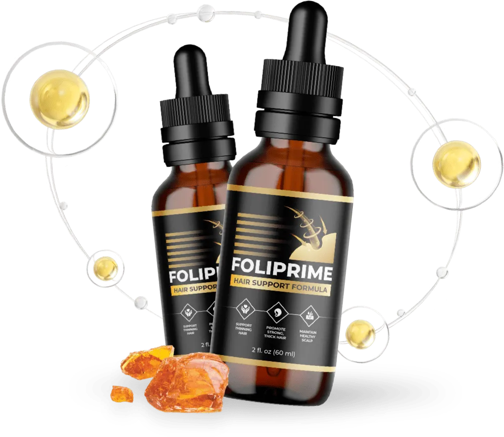 FoliPrime bottles centered in ingredient circle