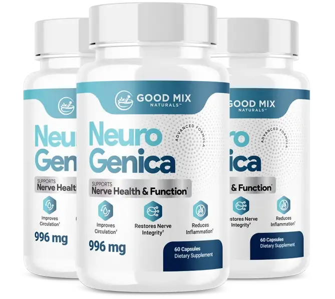 NeuroGenica three-pack bottles in ingredient circle