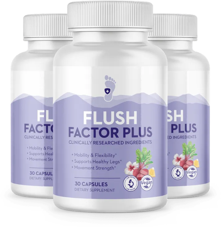 Flush Factor Plus bottles in ingredient circle