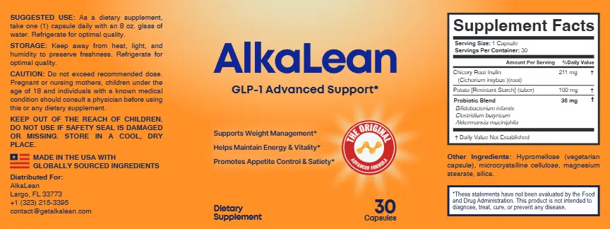 AlkaLean Supplement Facts label